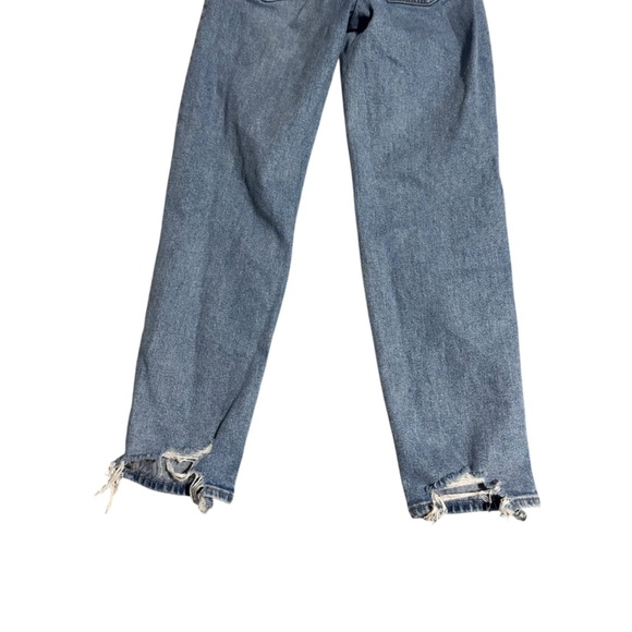 American Eagle High Rise Baggy Straight Jeans Distressed Women's Size 000 Shirt - Picture 6 of 7